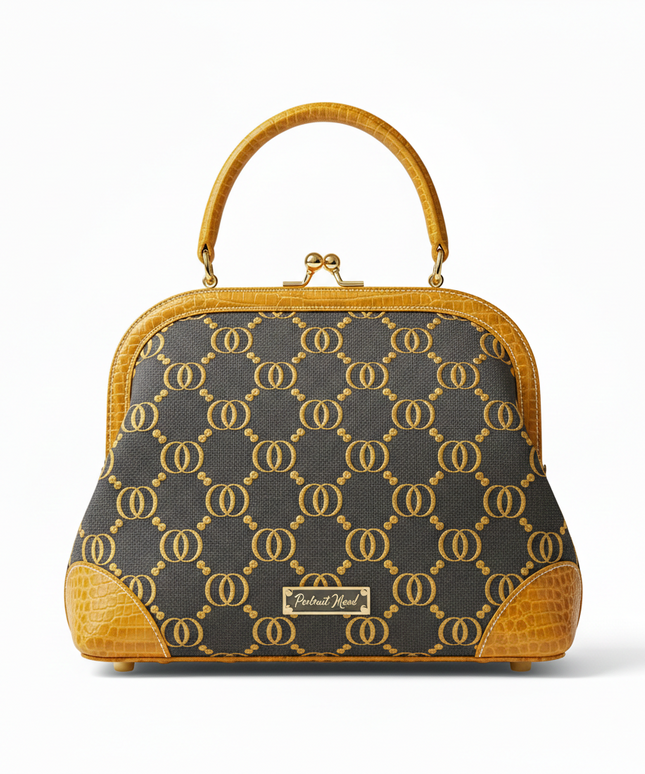 The P|M Aura Frame Top Handle - Sable Link & Amber Croc Edition