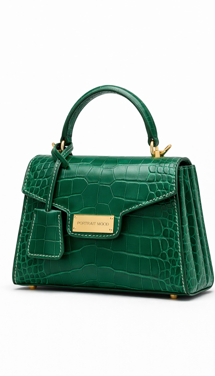 The P|M Sovereign Top Handle - Malachite Croc Edition