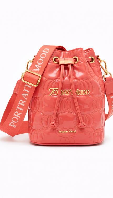 The P|M Aura Quilted Bucket - Flamingo Patent Today's Mood Edition