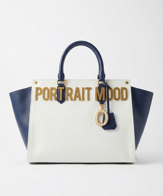 The P|M Sovereign Sculpted Winged Tote - Navy & Cream Edition