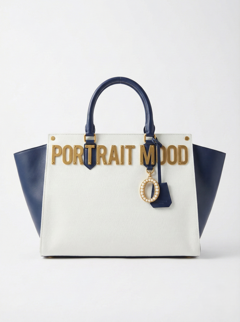 The P|M Sovereign Sculpted Winged Tote - Navy & Cream Edition