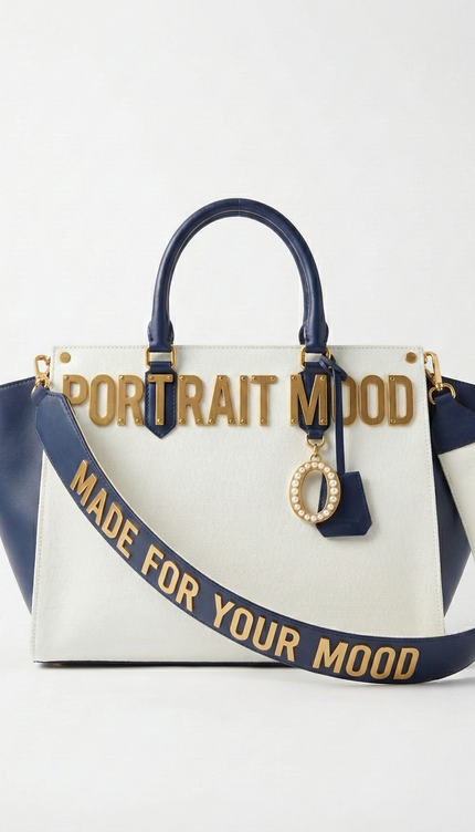 The P|M Sovereign Sculpted Winged Tote - Navy & Cream Edition