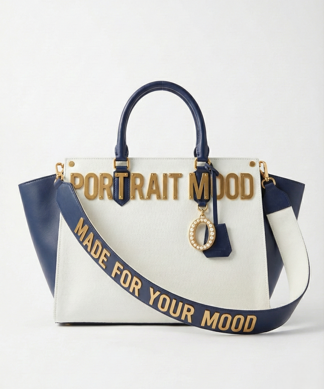 The P|M Sovereign Sculpted Winged Tote - Navy & Cream Edition