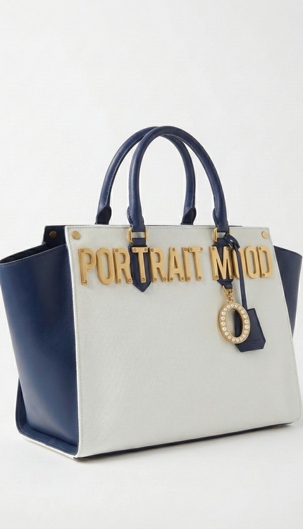 The P|M Sovereign Sculpted Winged Tote - Navy & Cream Edition