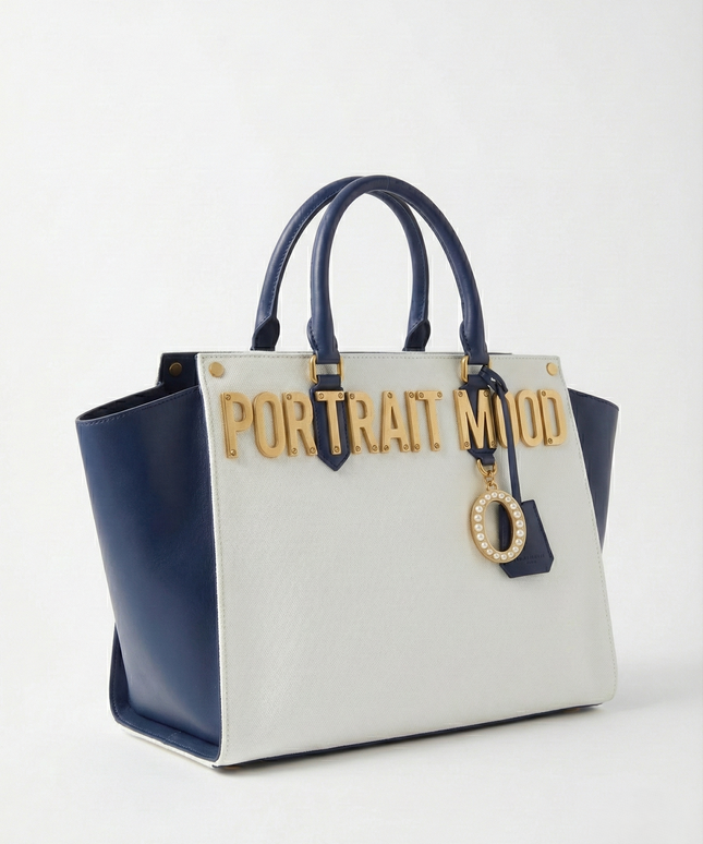 The P|M Sovereign Sculpted Winged Tote - Navy & Cream Edition