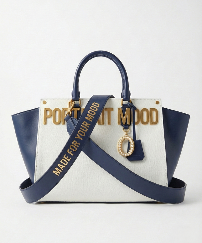 The P|M Sovereign Sculpted Winged Tote - Navy & Cream Edition