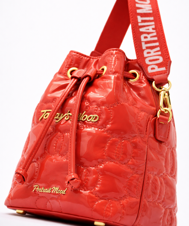 The P|M Aura Quilted Bucket - Cherry Patent Today's Mood Edition