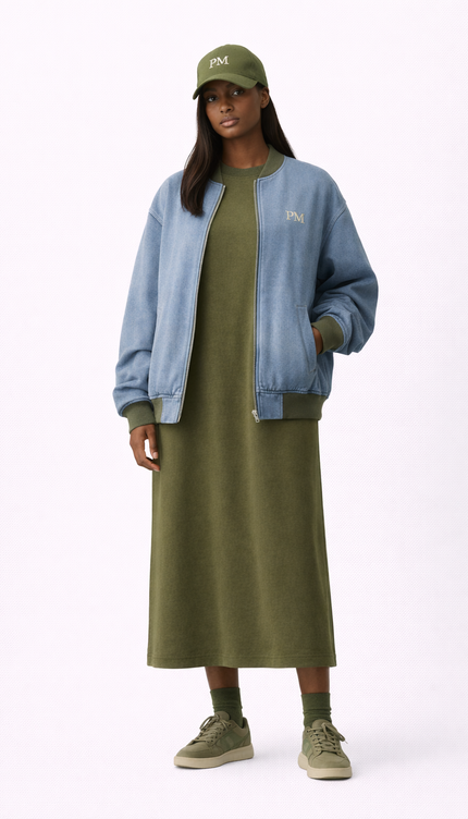 The PM Olive Monogram Midi Dress