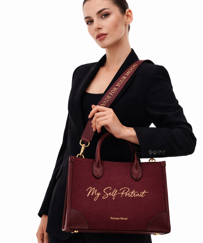 The P|M Self-Portrait Structured Tote - Bordeaux Edition