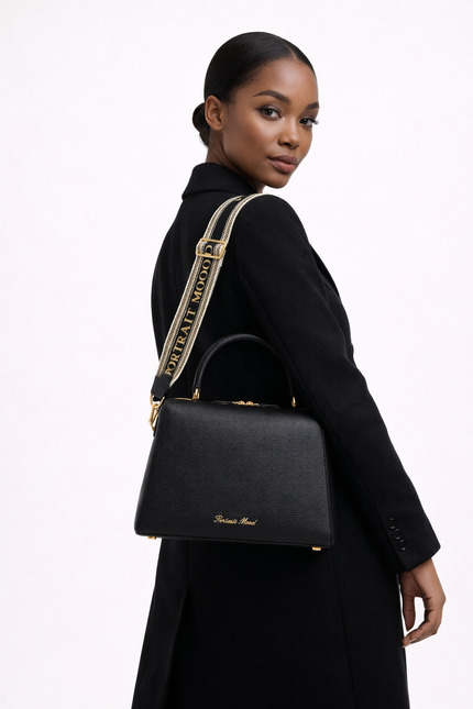 The P M Ascendant Top Handle Satchel Obsidian Edition