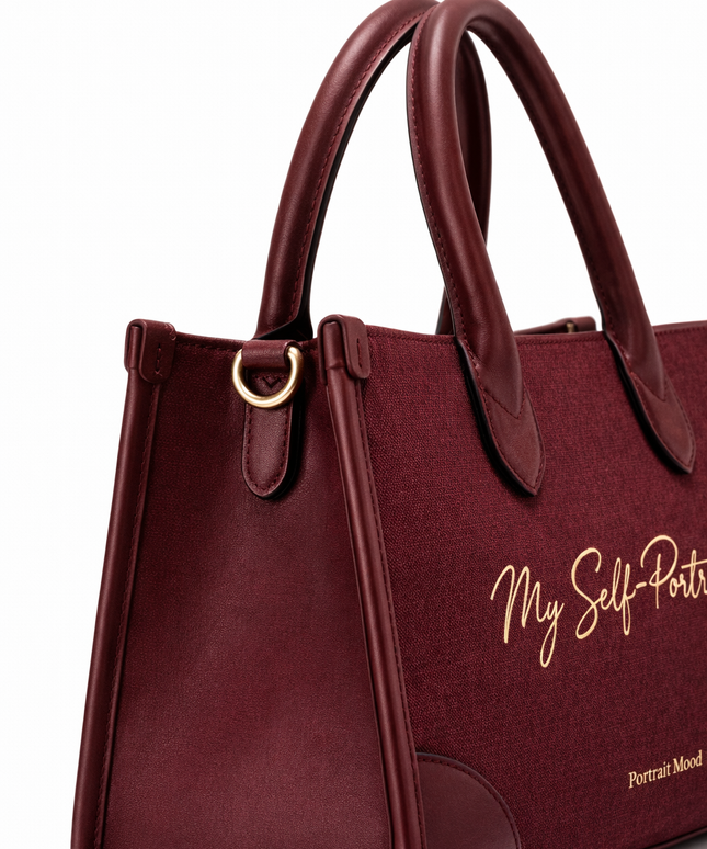 The P|M Self-Portrait Structured Tote - Bordeaux Edition