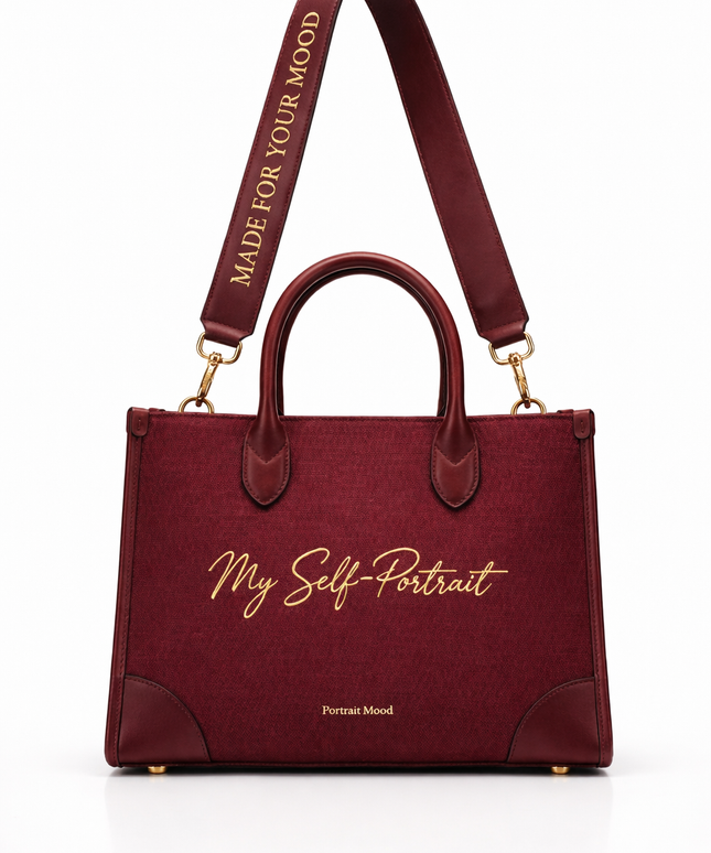 The P|M Self-Portrait Structured Tote - Bordeaux Edition