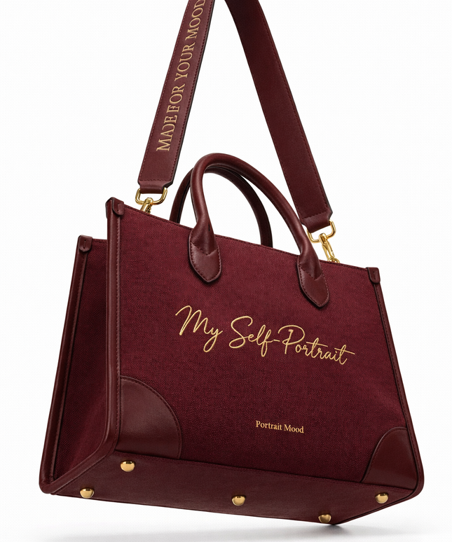 The P|M Self-Portrait Structured Tote - Bordeaux Edition