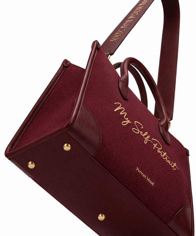 The P|M Self-Portrait Structured Tote - Bordeaux Edition
