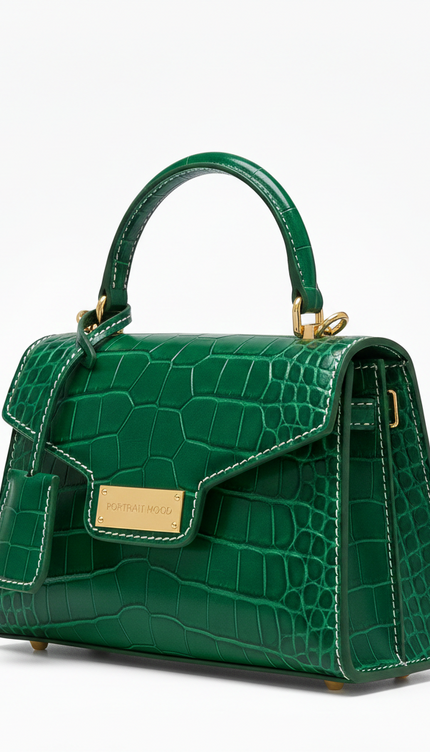 The P|M Sovereign Top Handle - Malachite Croc Edition
