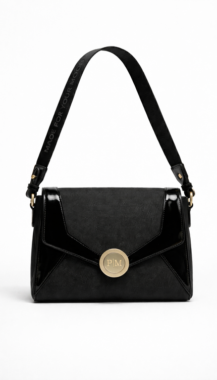 P|M ALLURE Shoulder Bag - Noir Patent Mixed-Media