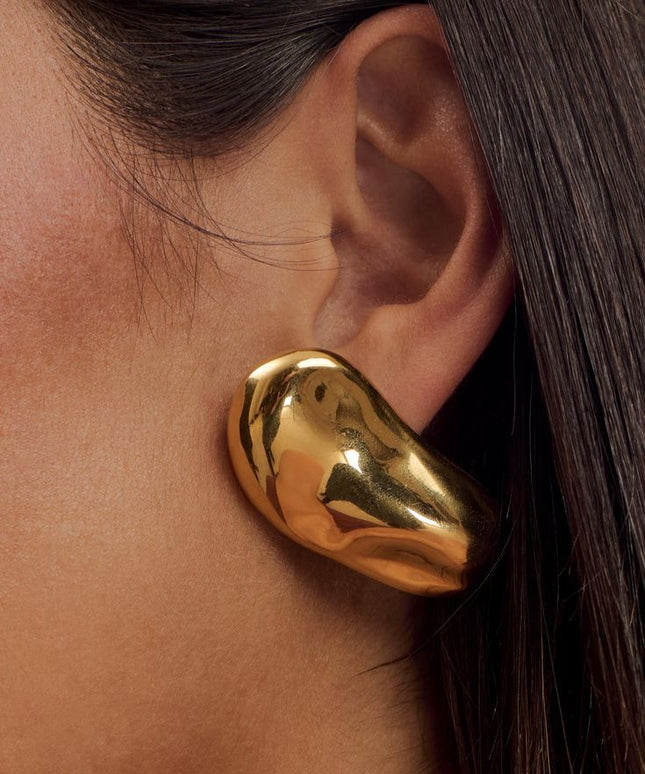 Bold Dual Sphere Earrings – Avant-Garde Gold In Solid Non-Tarnish Stainless Steel With 18K Gold-Plate