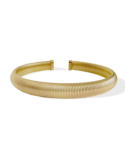 AMORE Luxe Gold Ridge Choker Necklace In Solid Stainless Steel With 18K Gold Plate