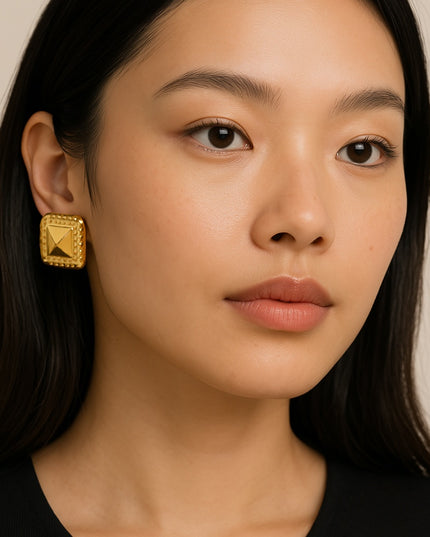 STUD ICON LUXE EARRINGS In Solid Stainless Steel With 18K Gold-Plate