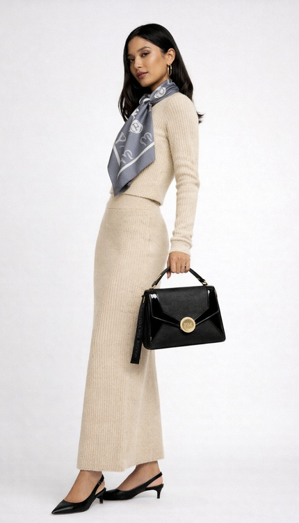 P|M ALLURE Top Handle - Noir Patent Mixed-Media