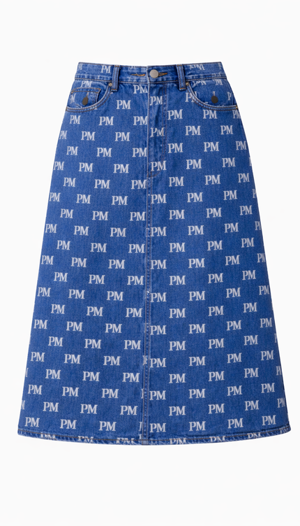 The PM Signature Monogram Denim Midi