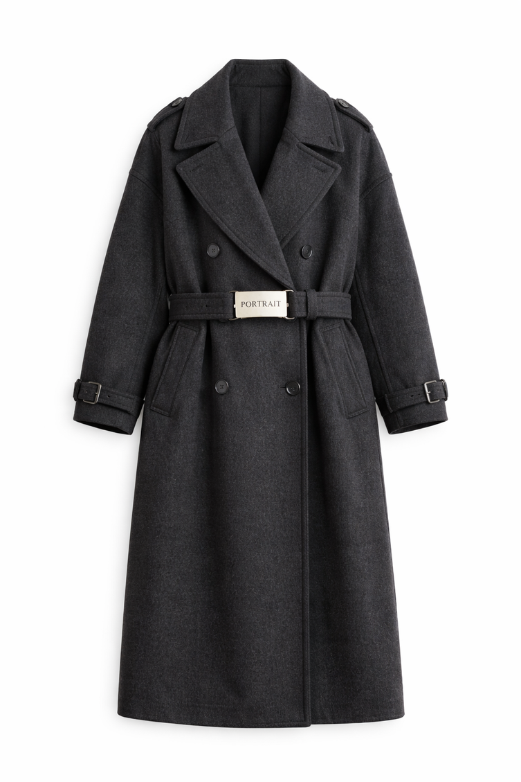 The P|M Portrait Belted Wool Trench - Charcoal Edition