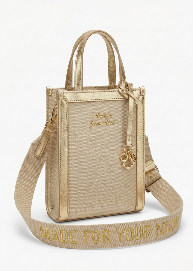 The P|M Gilded Vertical Mini Tote - Sand & Gold Edition