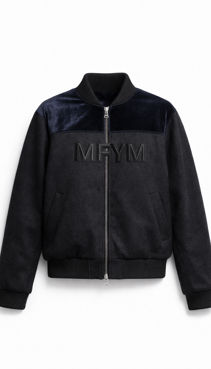The P|M Acronym Wool & Velvet Bomber - Midnight & Charcoal Edition