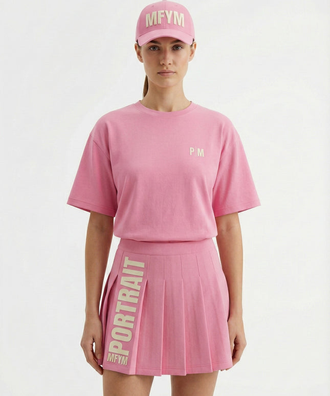 THE PINK MUSE SET (T-Shirt, Pleated Skirt & Cap)