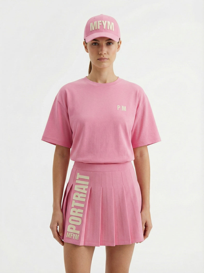 THE PINK MUSE SET (T-Shirt, Pleated Skirt & Cap)