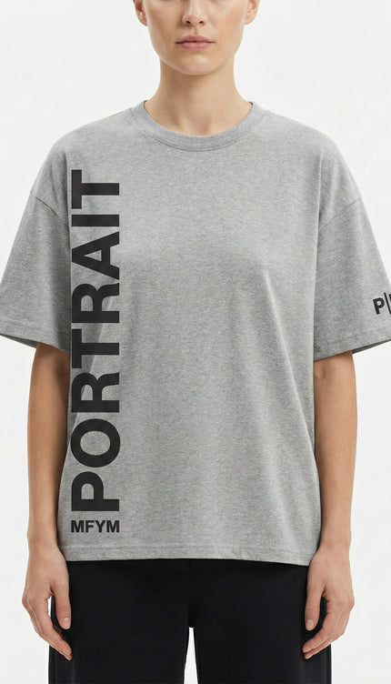 Portrait Identity Vertical Tee — Grey