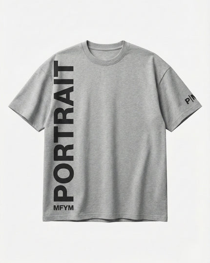 Portrait Identity Vertical Tee — Grey