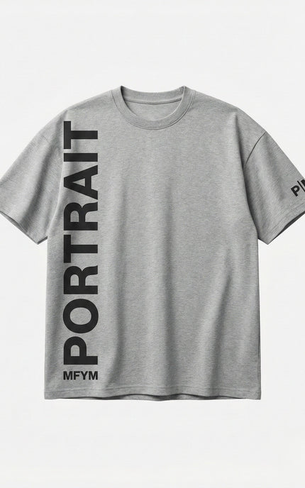 Portrait Identity Vertical Tee — Grey