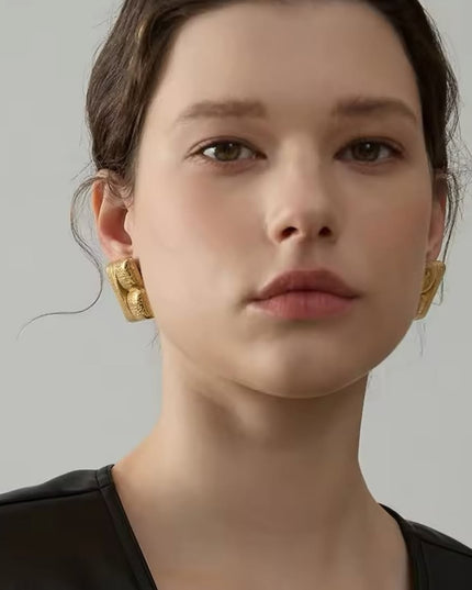 The Sculpted Block Earrings – Modern Texture Meets Artful Form