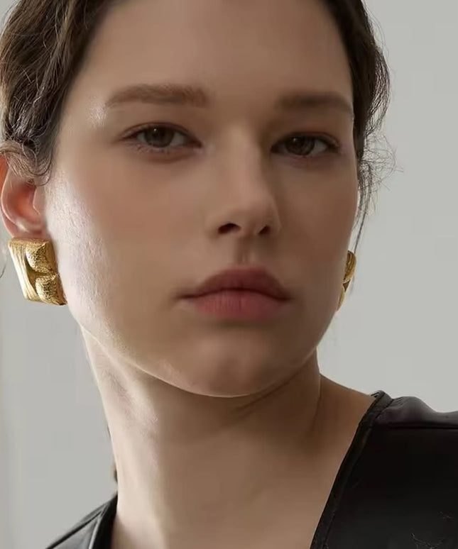 The Sculpted Block Earrings – Modern Texture Meets Artful Form
