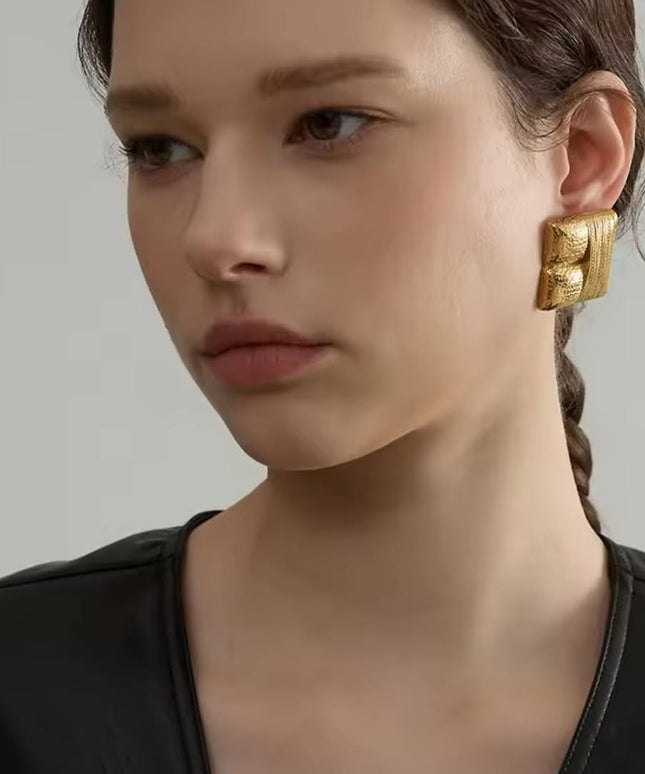 The Sculpted Block Earrings – Modern Texture Meets Artful Form