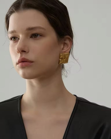 The Sculpted Block Earrings – Modern Texture Meets Artful Form