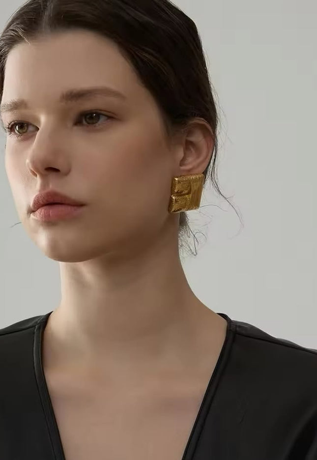 The Sculpted Block Earrings – Modern Texture Meets Artful Form