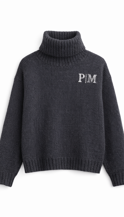 The P|M Crystal Core Chunky Knit Turtleneck - Charcoal Edition