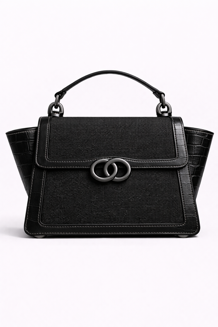 P|M ALLURE Top Handle - Noir Croc-Embossed Edition