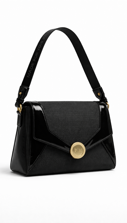 P|M ALLURE Shoulder Bag - Noir Patent Mixed-Media