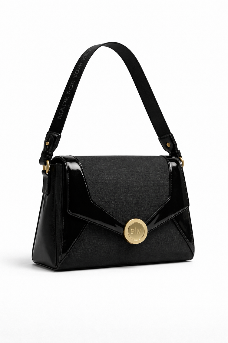 P|M ALLURE Shoulder Bag - Noir Patent Mixed-Media