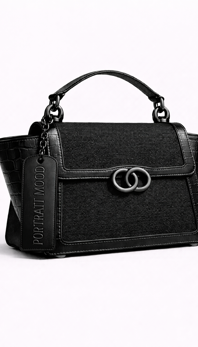 P|M ALLURE Top Handle - Noir Croc-Embossed Edition
