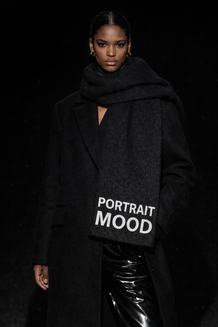 The P|M-PORTRAIT Oversized Wool Scarf - Noir & Bone Edition