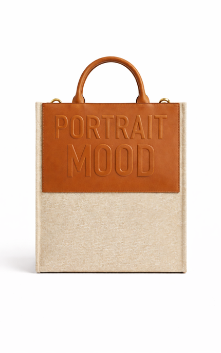 The P|M Monument Embossed Panel Tote - Sand & Cognac Edition