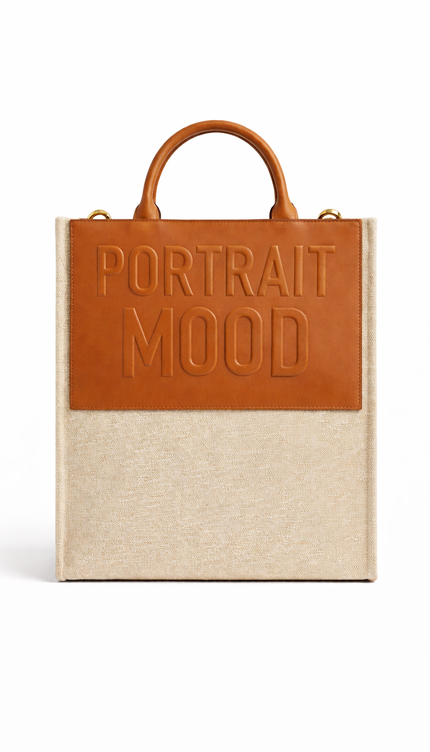 The P|M Monument Embossed Panel Tote - Sand & Cognac Edition