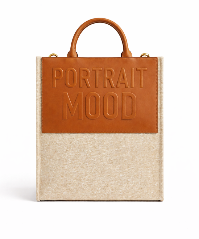 The P|M Monument Embossed Panel Tote - Sand & Cognac Edition