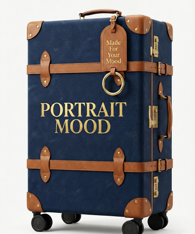 The P|M Voyager Rolling Trunk - Navy & Cognac Edition