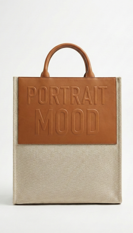 The P|M Monument Embossed Panel Tote - Sand & Cognac Edition