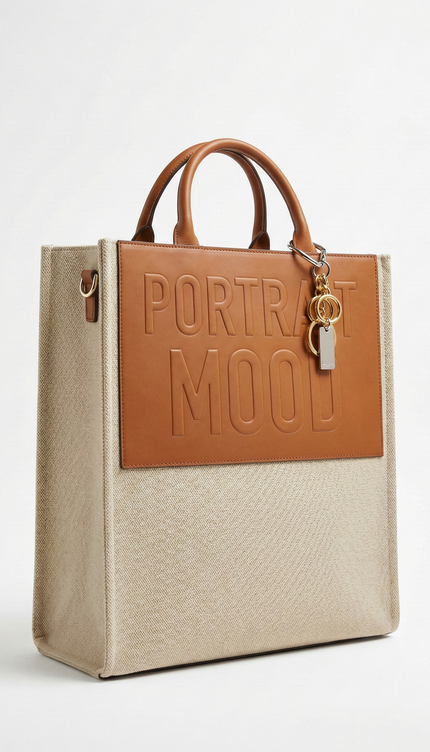The P|M Monument Embossed Panel Tote - Sand & Cognac Edition